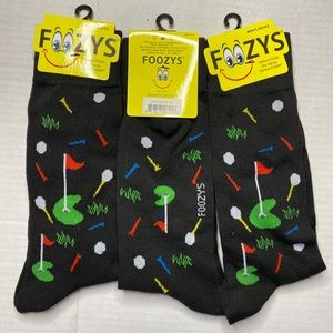 Lot Of 3 Foozys Mens Golf Socks Size 10-13 Black